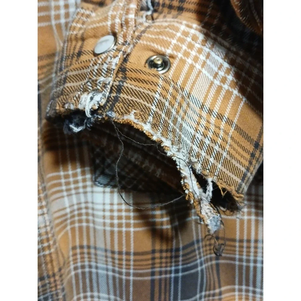 Carhartt Relaxed Fit Long Sleeve Button Shirt Multicolor Pearl Snap Plaid - Picture 4 of 6